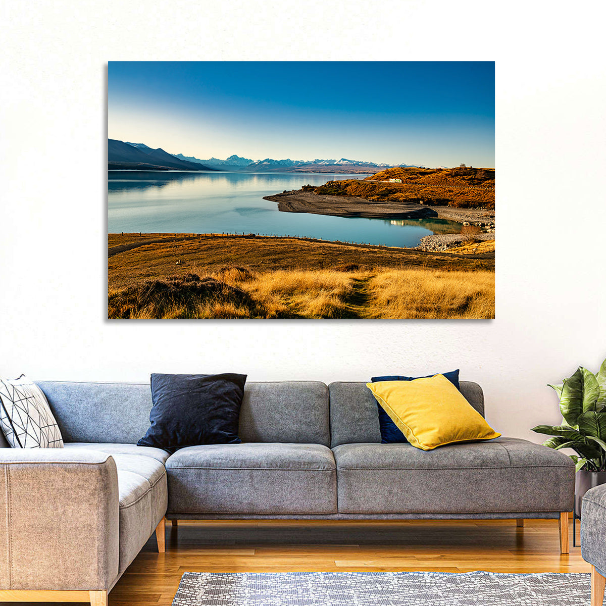 Lake Pukaki Golden Hour with Mount Cook Wall Art