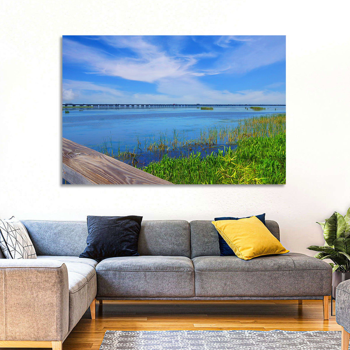 Meaher State Park Boardwalk Wall Art in a room, landscape
