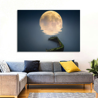 Moonlit Shipwreck Reflection Wall Art