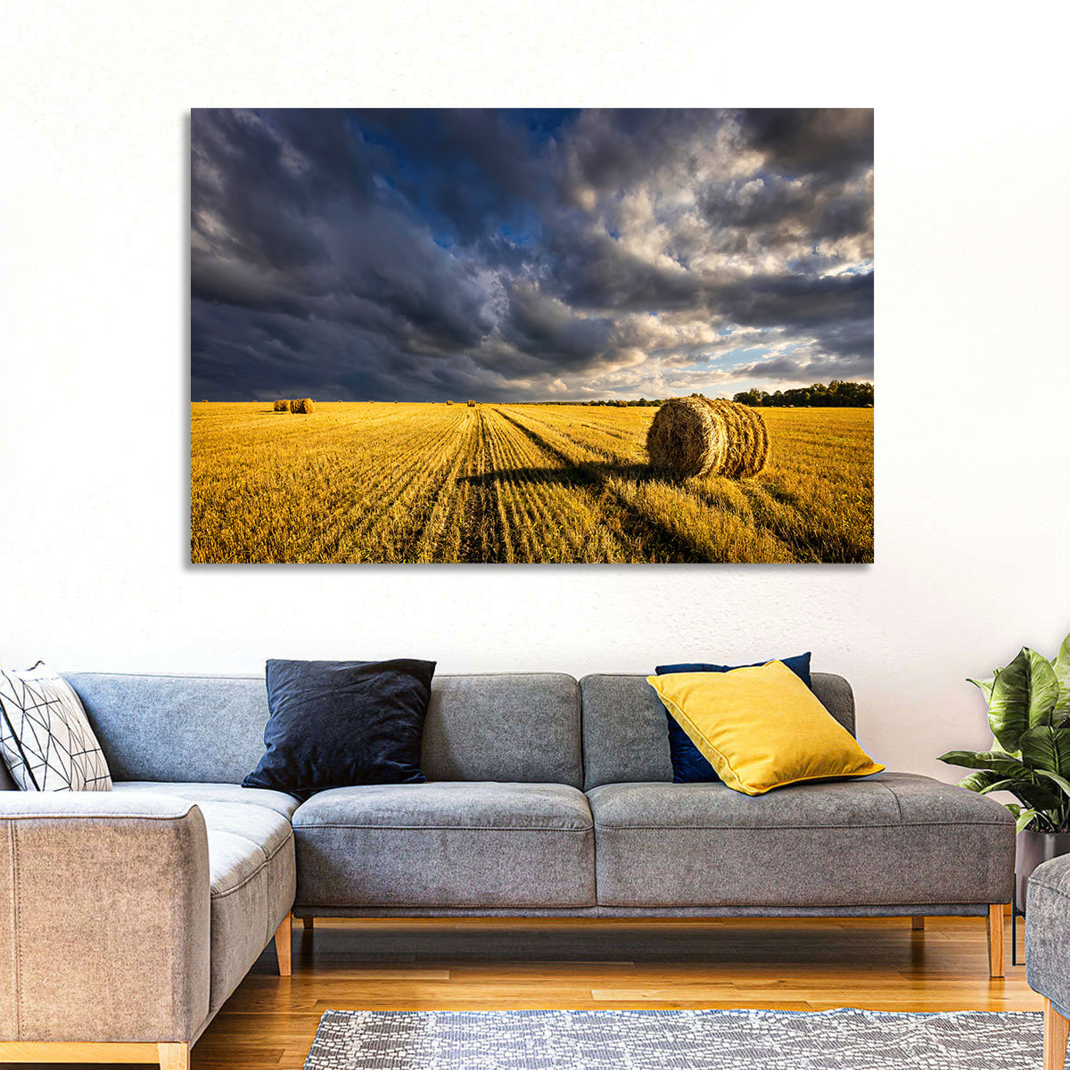Hay Bale at Golden Hour Wall Art