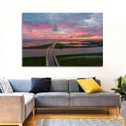 Mobile Bay Causeway at Dusk Wall Art