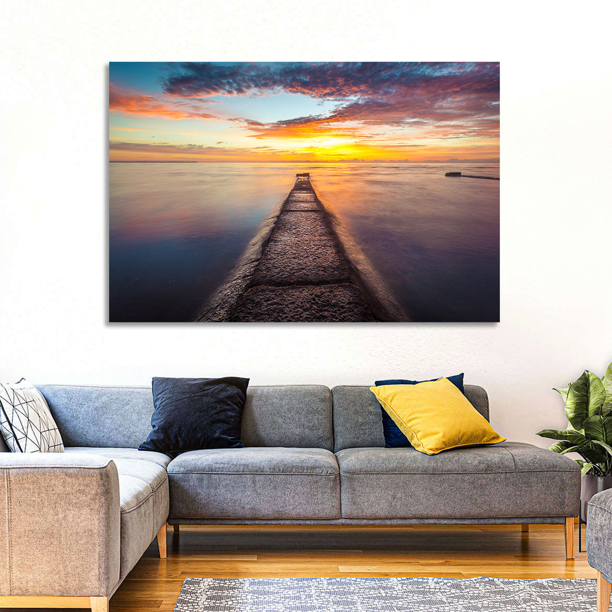 Stone Pier to Glowing Horizon Wall Art