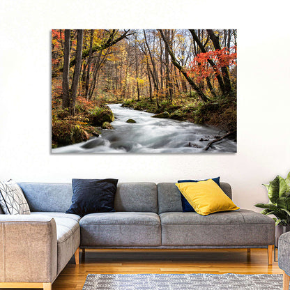 Sunlit Forest Stream Wall Art