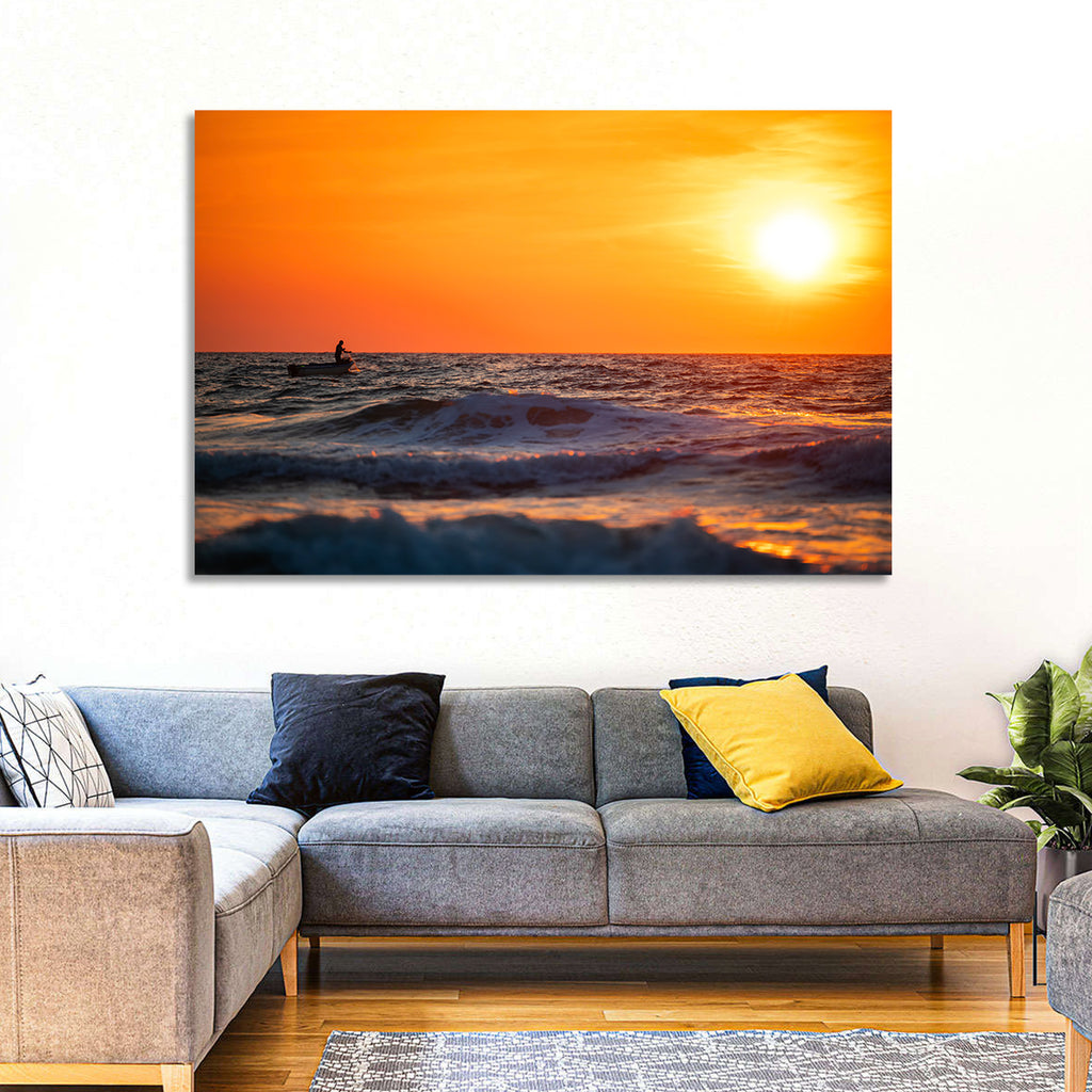 Sunset Fisherman Wall Art