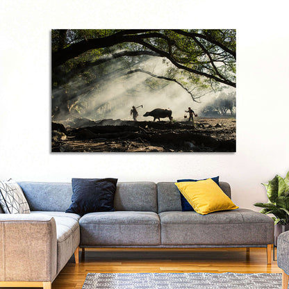 Village Morning with Buffalo Wall Art