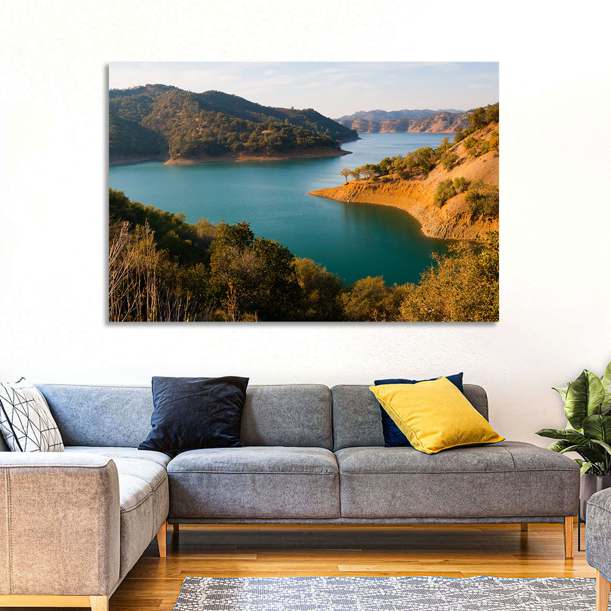 Lake Berryessa Peninsula View Wall Art in a room, landscape