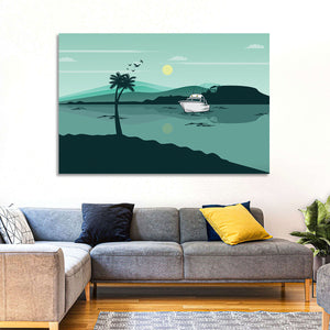 Boat in Lake Wall Art