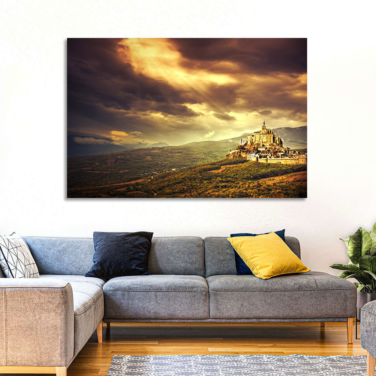 Mont-saint-michel Castle at Dusk Wall Art