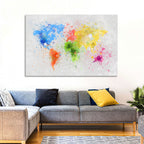 Vibrant Watercolor World Map Wall Art