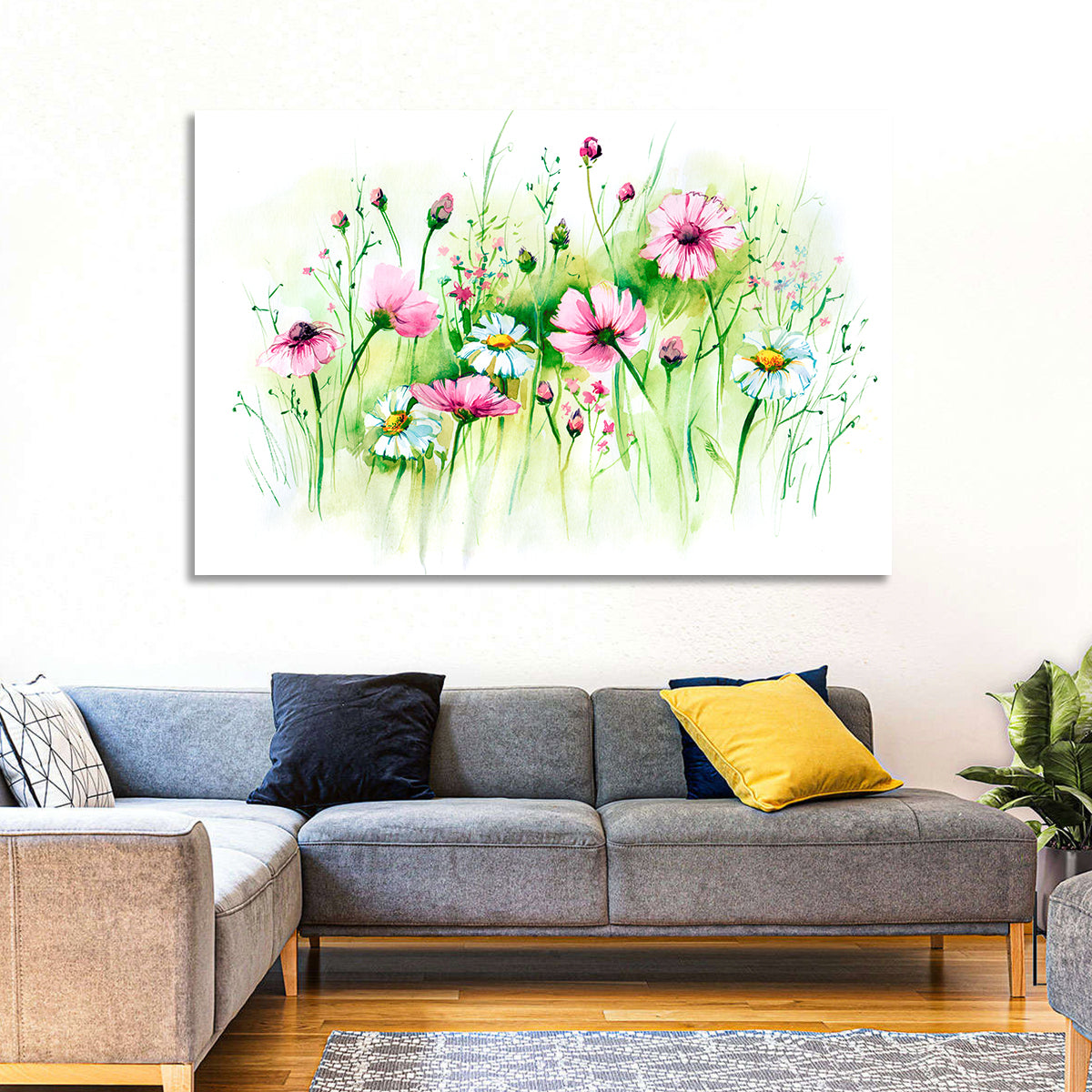 Airy Wildflower Meadow Watercolor Wall Art