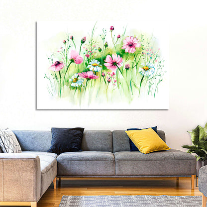 Airy Wildflower Meadow Watercolor Wall Art