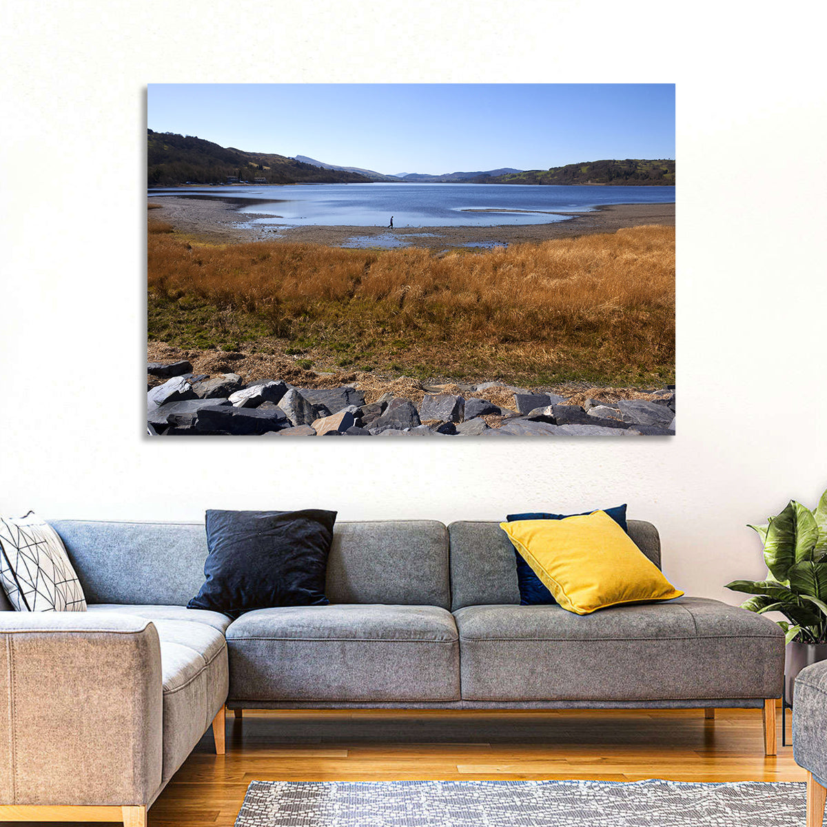 Bala Lake Shoreline Wall Art in a room, landscape