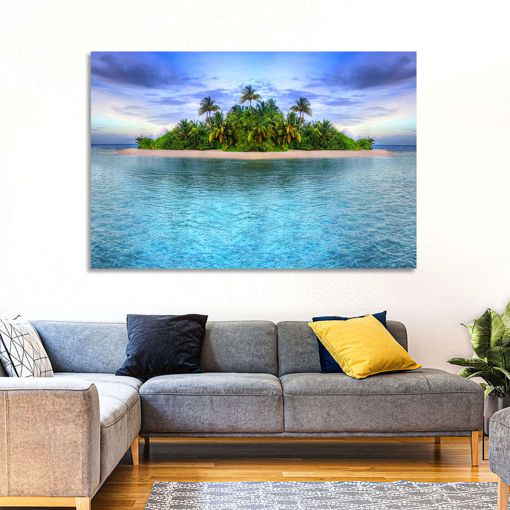 Mirrored Tropical Island Lagoon Wall Art