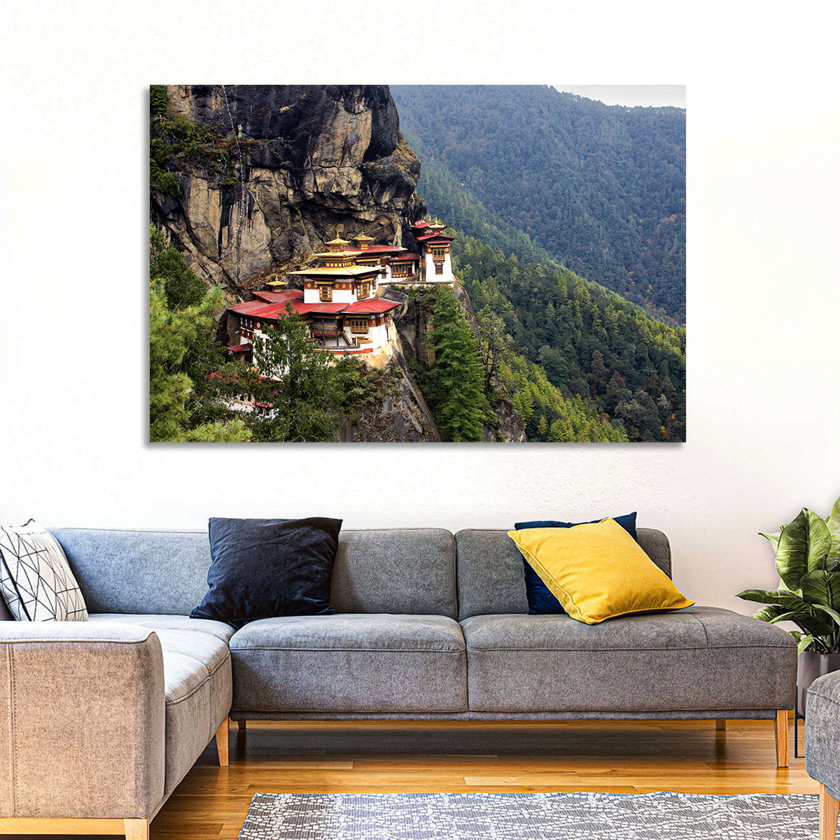 Tiger's Nest Monastery, Paro Bhutan Wall Art in a room, landscape