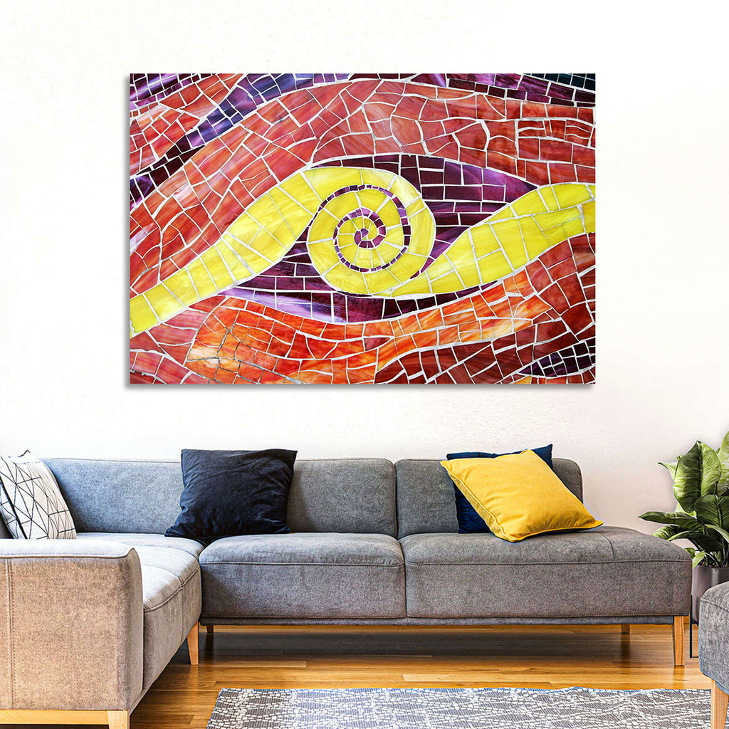 Red and Yellow Spiral Mosaic Wall Art