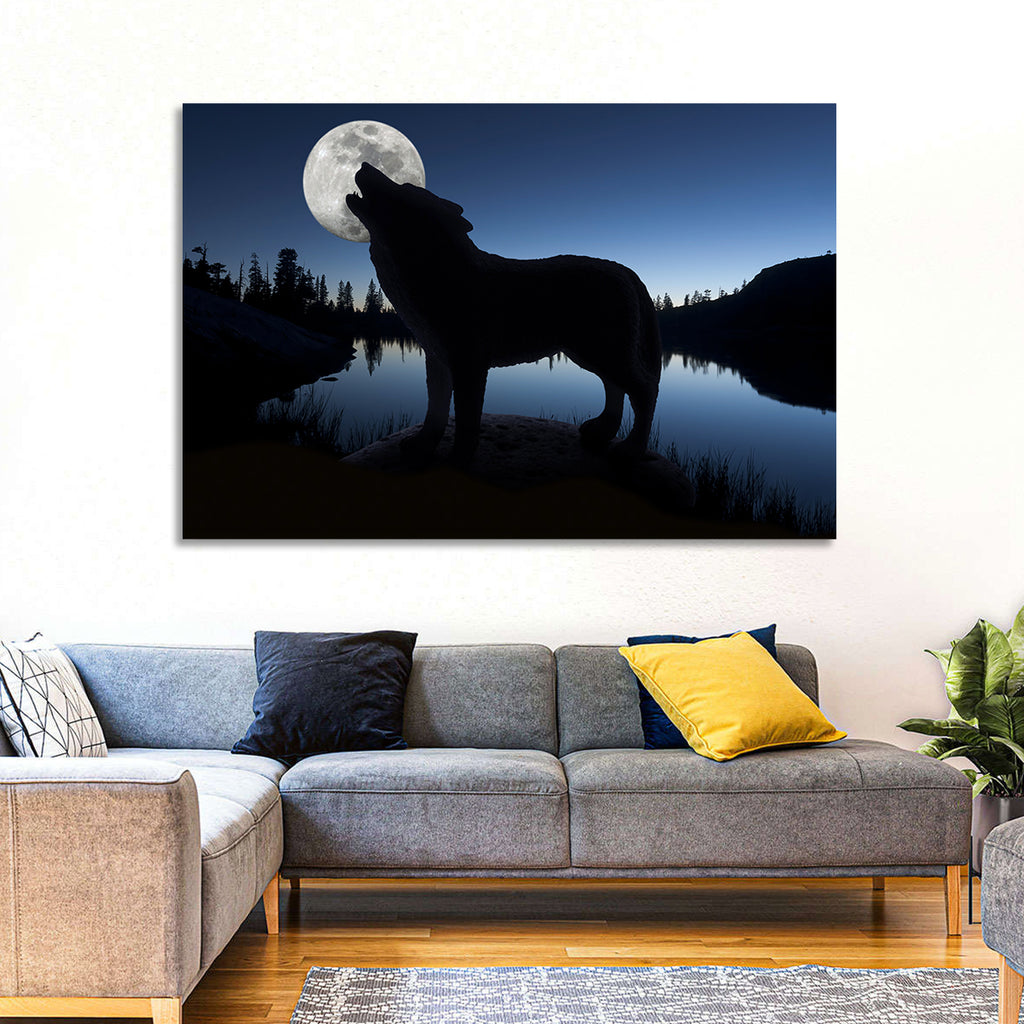 Howling Wolf at Full Moon Wall Art