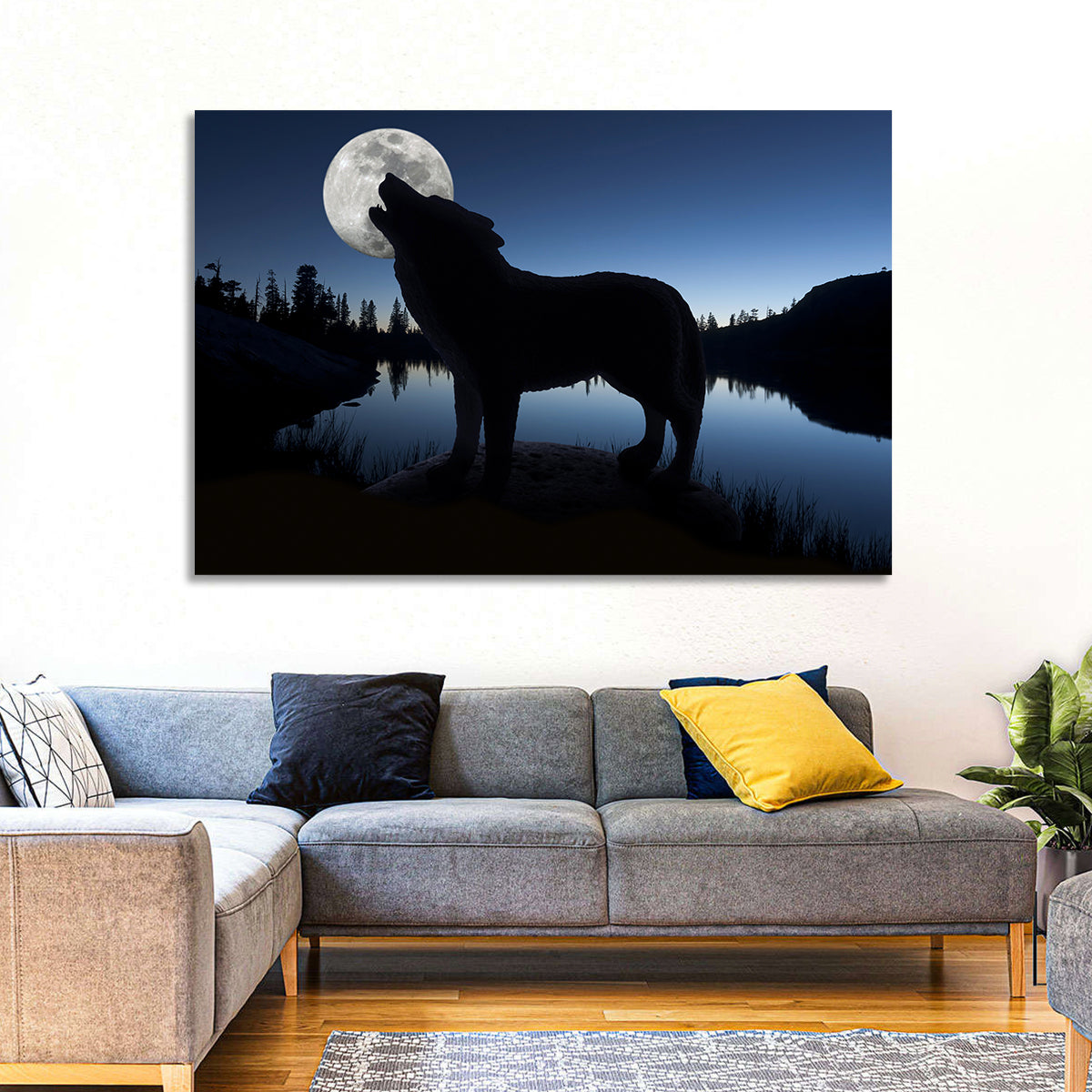 Howling Wolf at Full Moon Wall Art