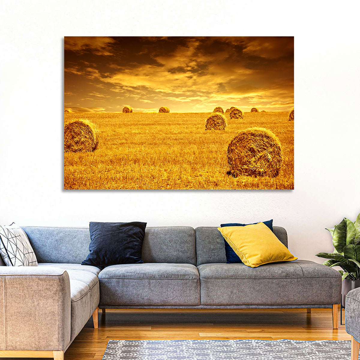 Golden Hour Haystacks Wall Art