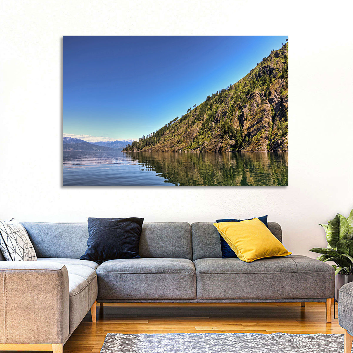 Monarch Mountains Lake Wall Art in a room, landscape
