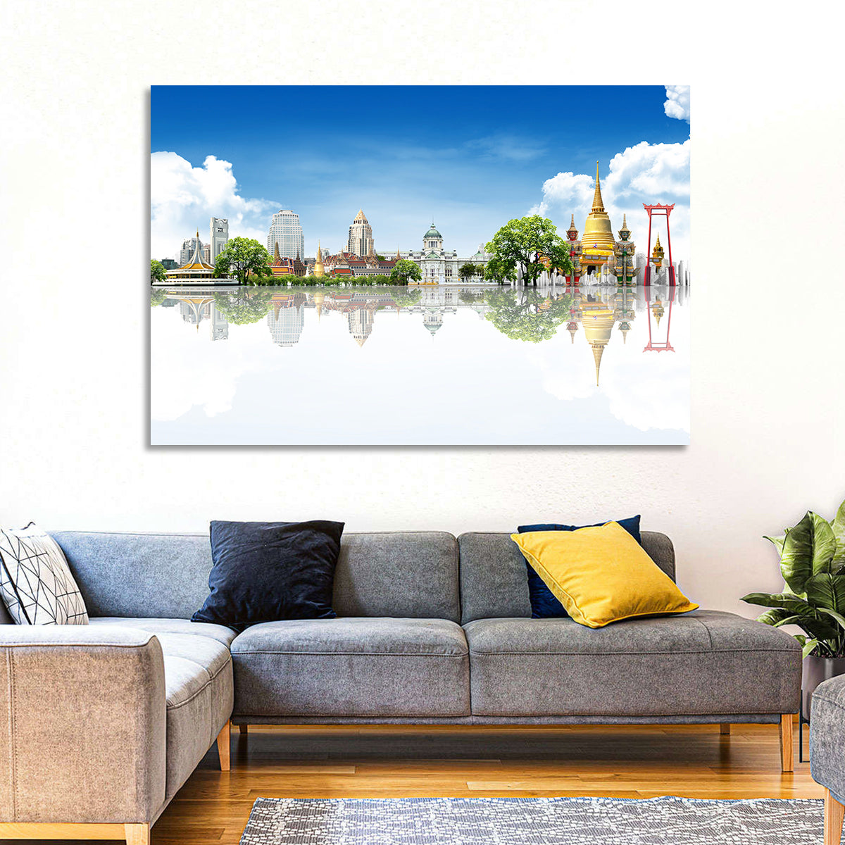 Bangkok Landmarks Reflection Scene Wall Art