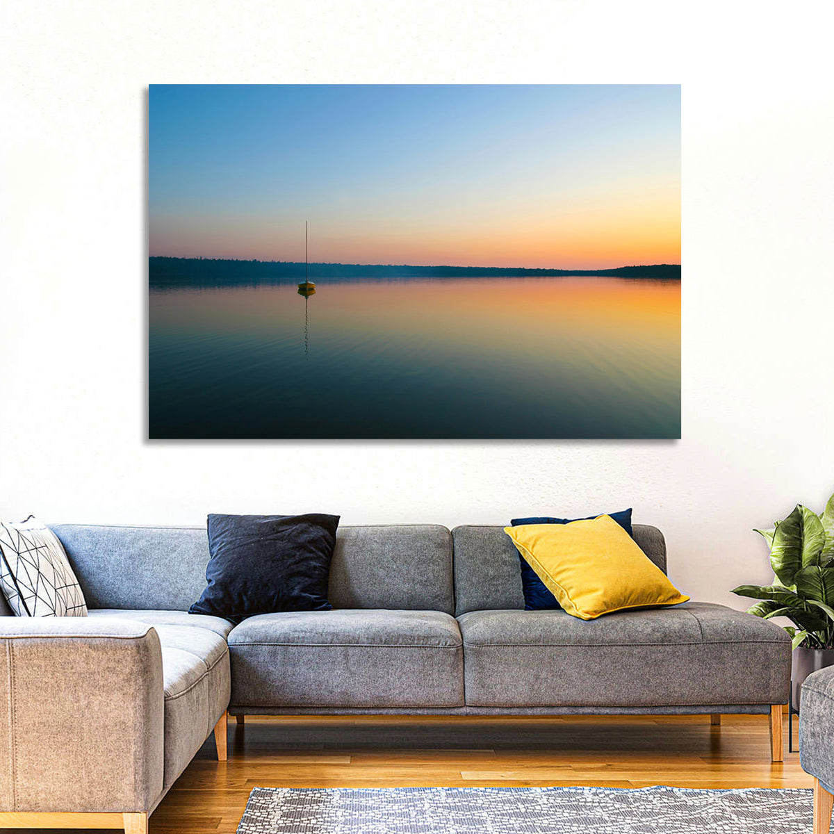 Cyprus Lake Sunset Boat Wall Art