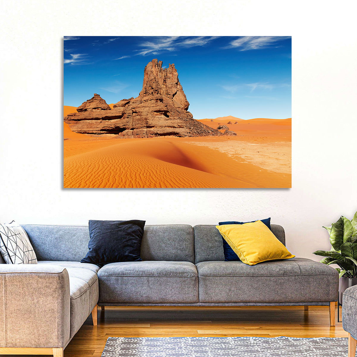 Sahara Rock Formation Landscape Wall Art in a room, landscape