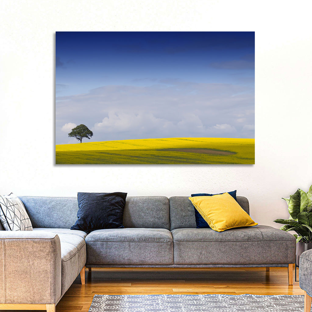 Solitary Tree Over Rapeseed Field Wall Art