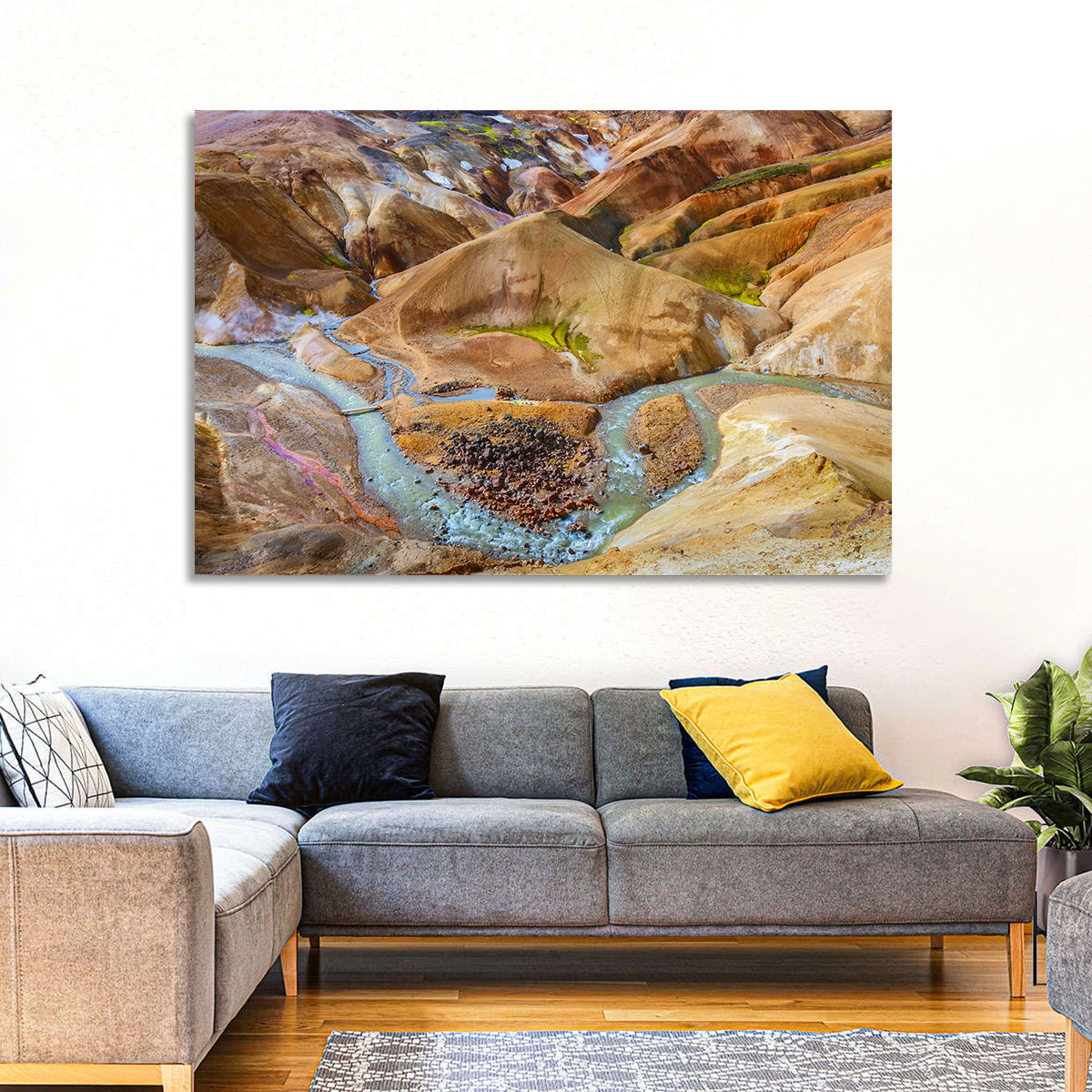 Kerlingarfjöll Geothermal Landscape Wall Art in a room, landscape