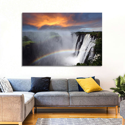 Victoria Falls Rainbow at Dusk Wall Art