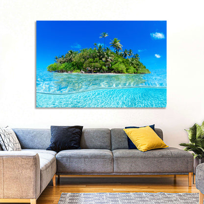 Tropical Island Lagoon Split-level Seascape Wall Art