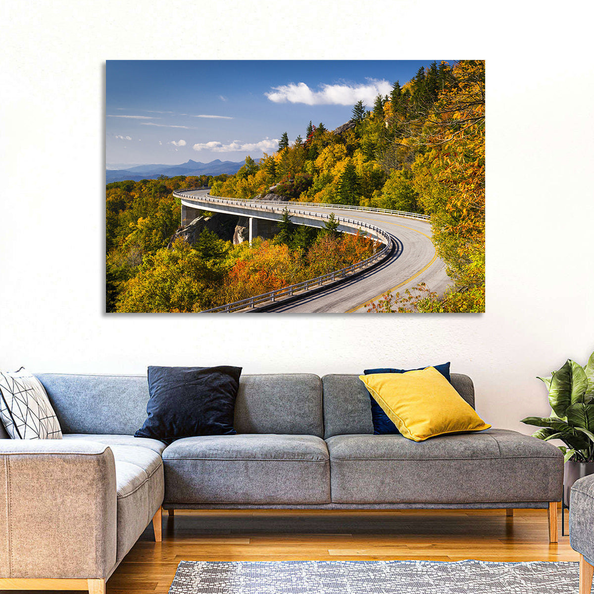 Linn Cove Viaduct at Grandfather Mountain Wall Art in a room, landscape
