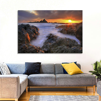Tramore Rocky Coast Sunset Wall Art