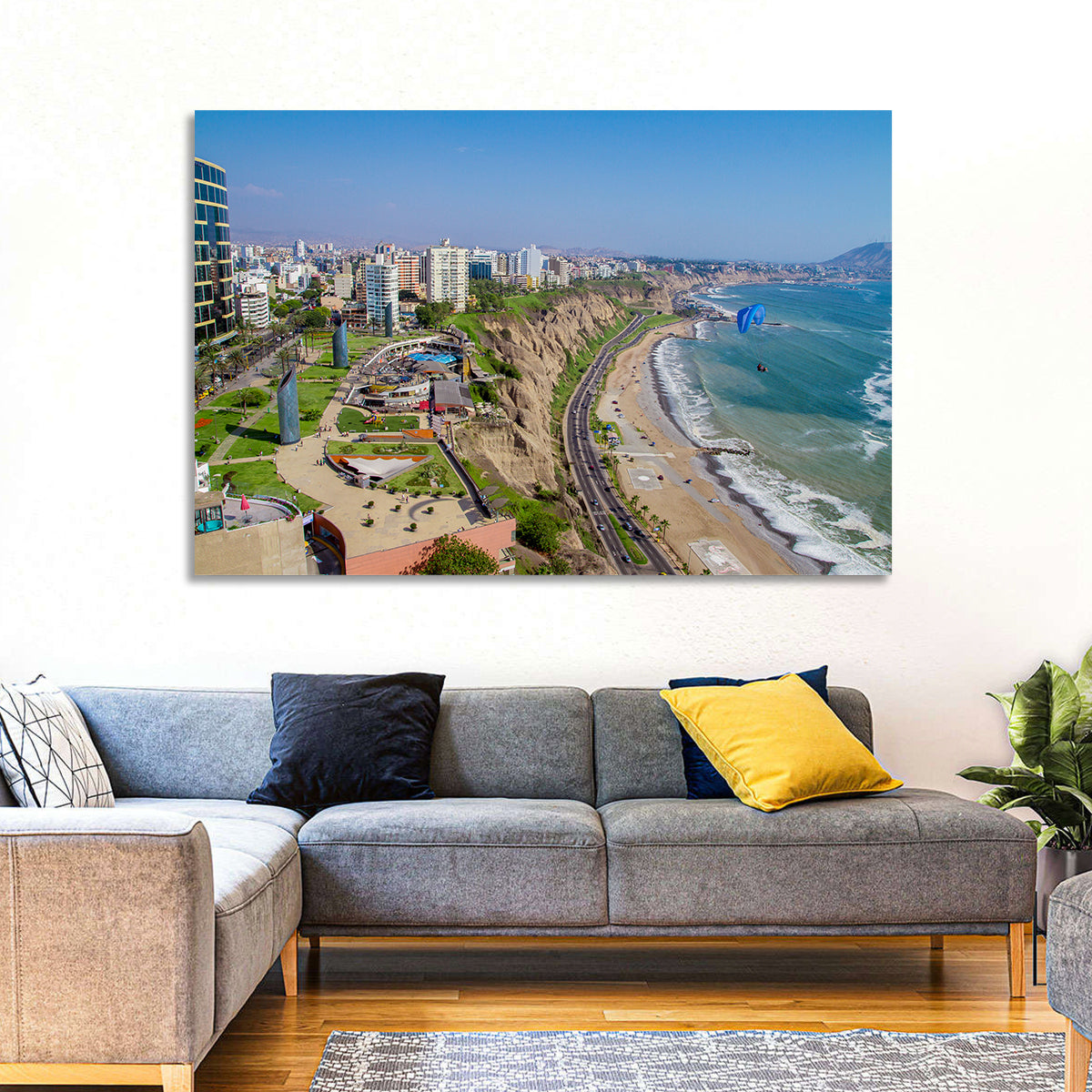Miraflores Park Coastline Wall Art in a room, landscape