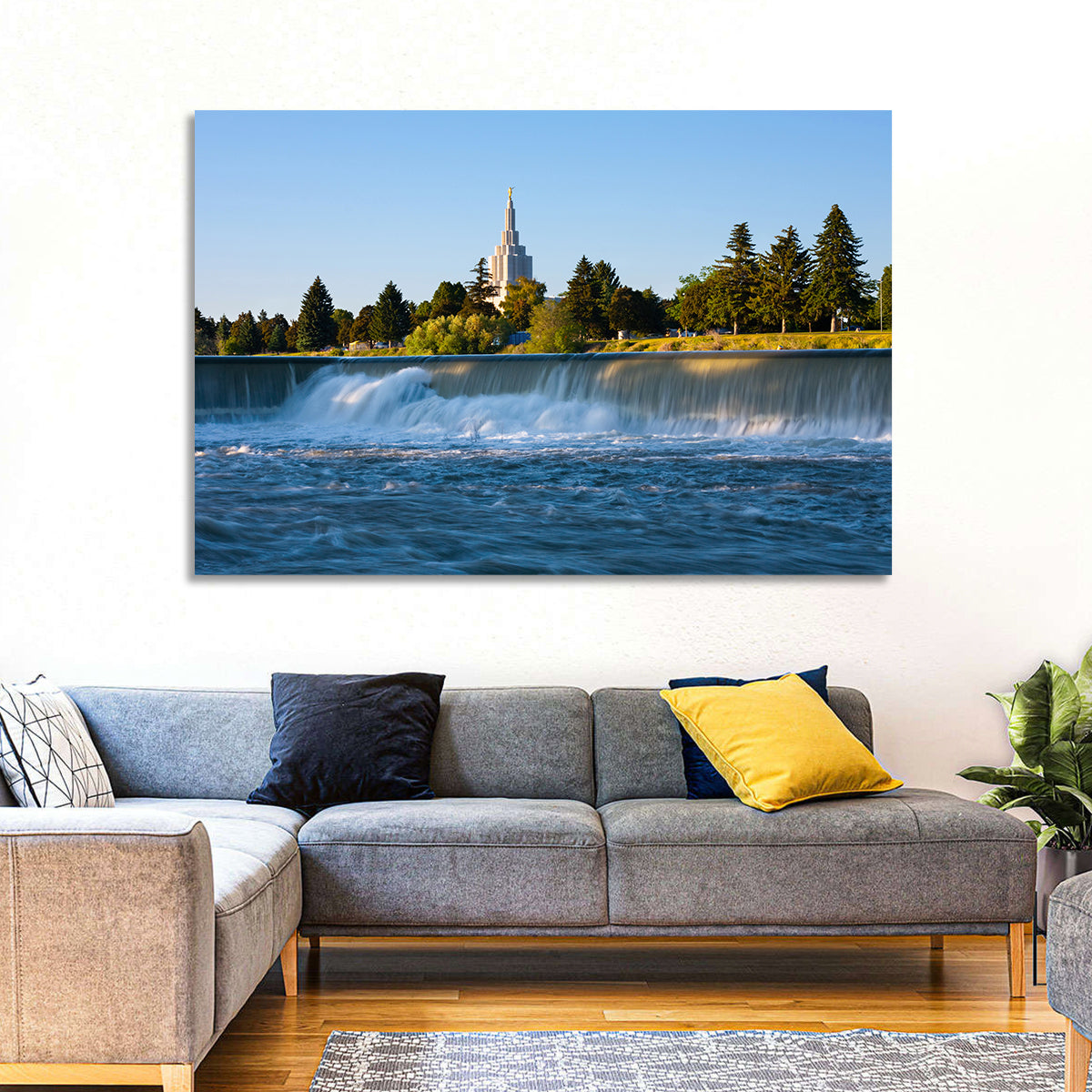 Idaho Falls Temple and Waterfall Wall Art