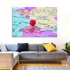 Zurich Map with Red Pin Wall Art