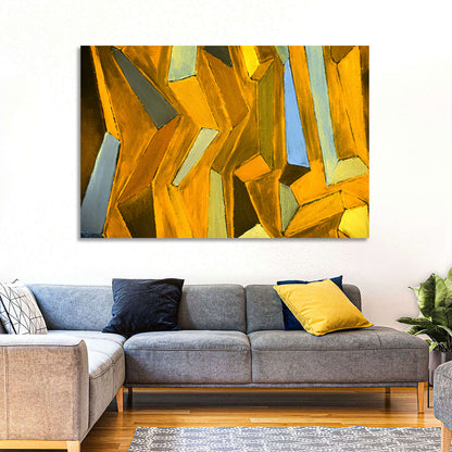 Golden Blocks Abstract Wall Art