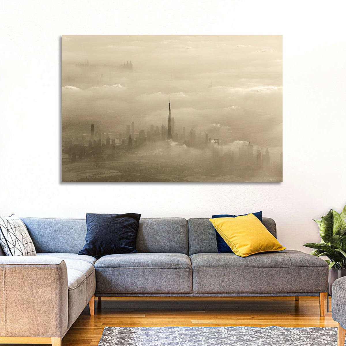 Dubai Haze Over Burj Khalifa Wall Art