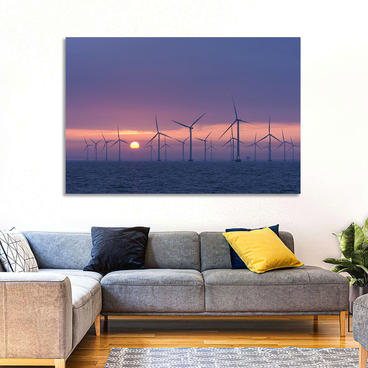 Twilight Offshore Wind Farm Wall Art in a room, landscape