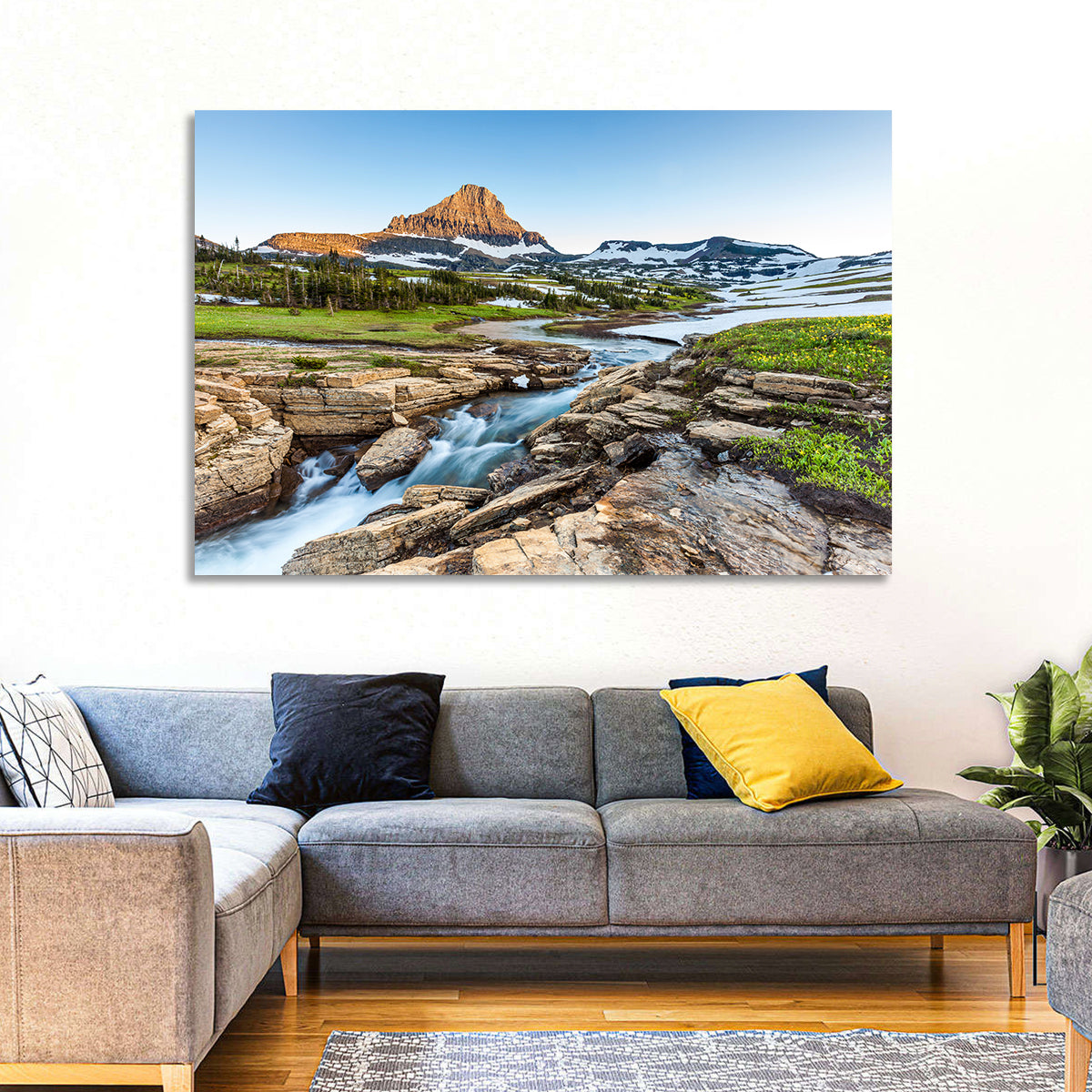 Logan Pass Golden Hour Wall Art in a room, landscape