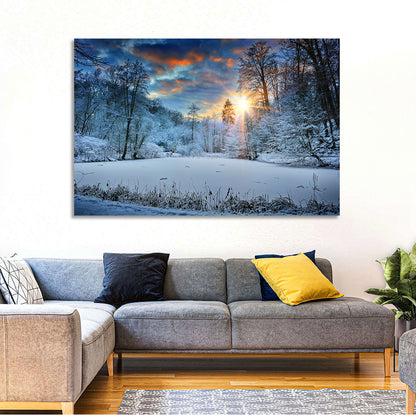 Frozen Forest Lake Wall Art