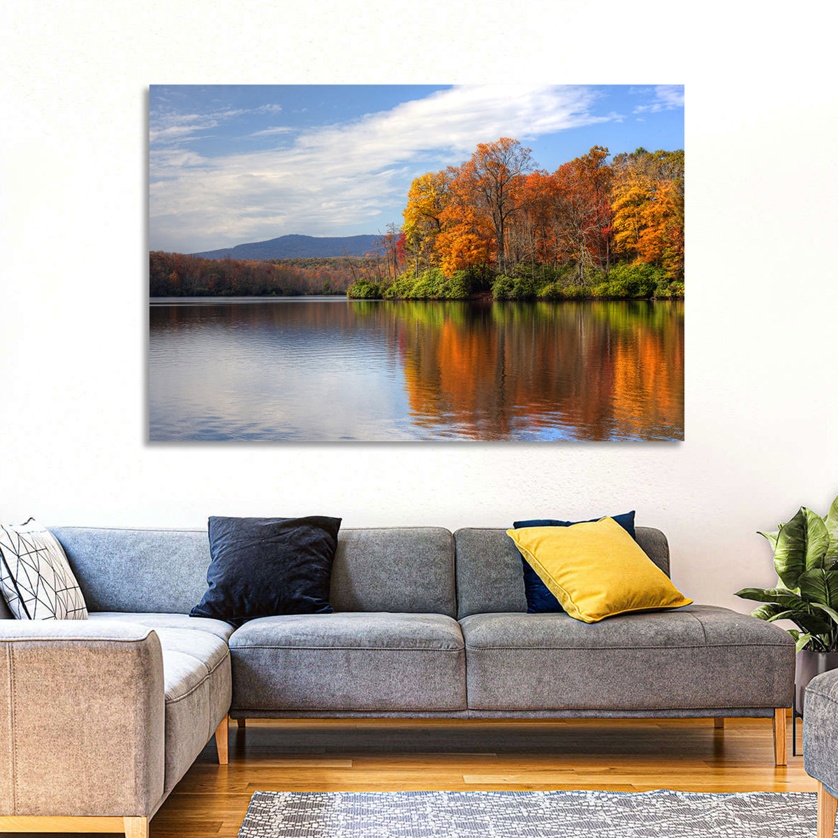 Autumn Lake with Mountain Reflection Wall Art