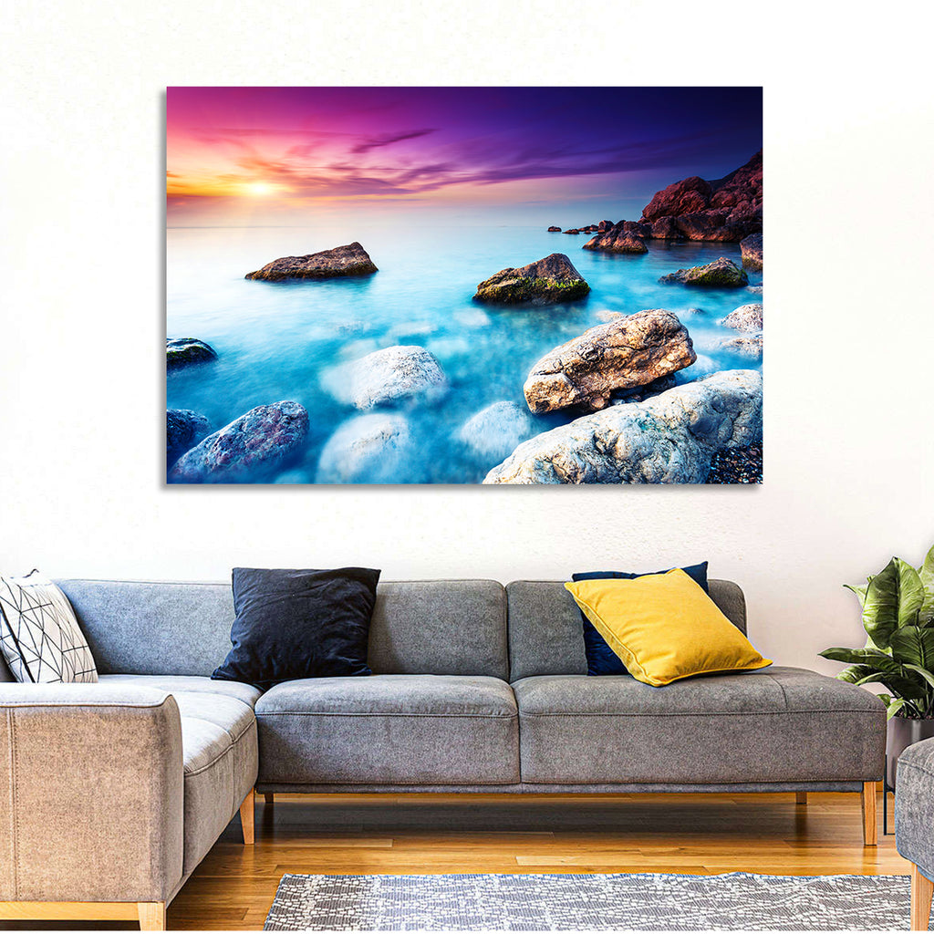 Rocky Beach Sunset Wall Art