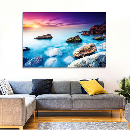 Rocky Beach Sunset Wall Art