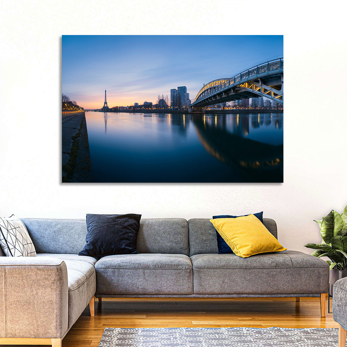 Eiffel Tower Golden Hour Reflection Wall Art