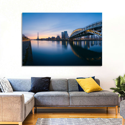 Eiffel Tower Golden Hour Reflection Wall Art