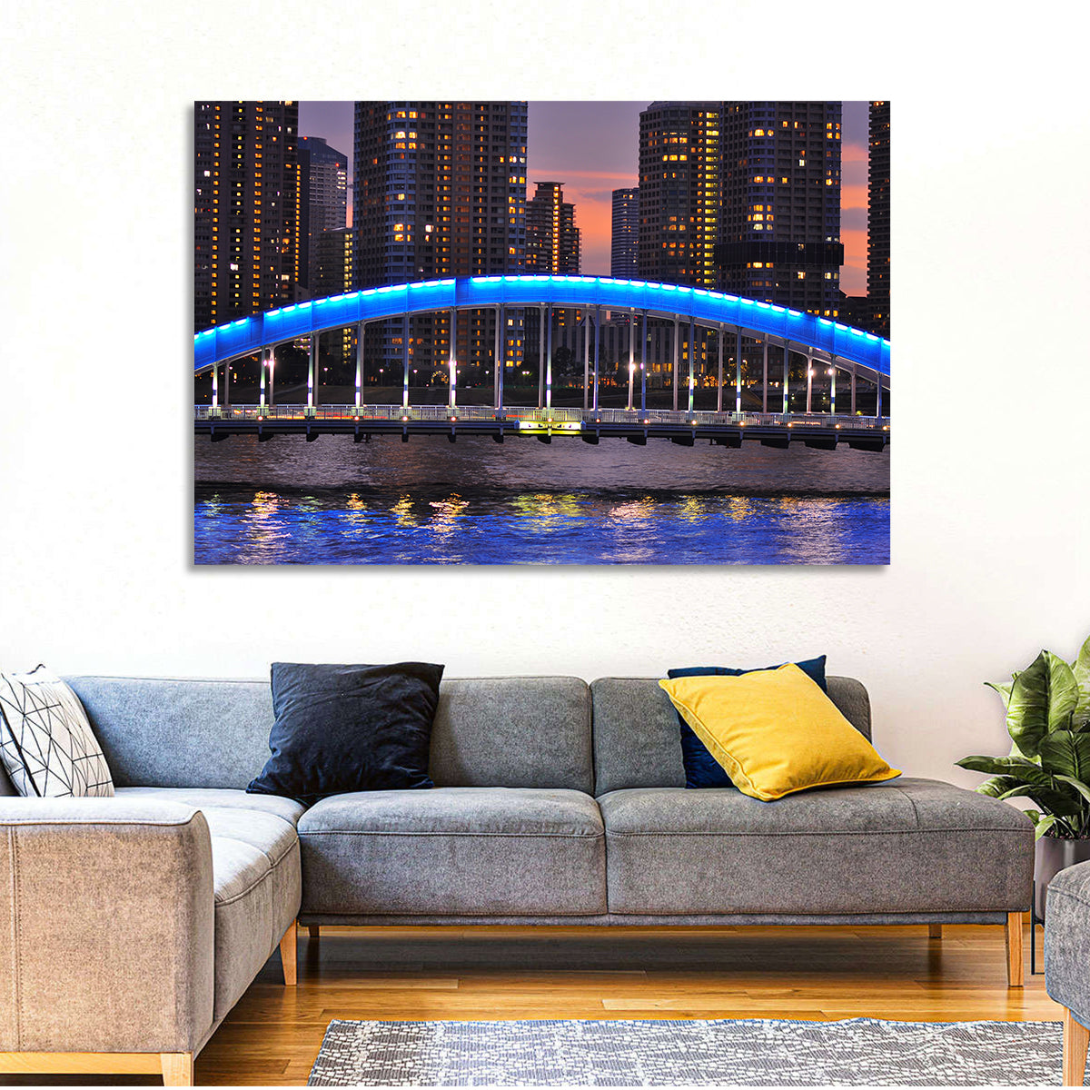 Eitai Bashi Bridge Wall Art in a room, landscape