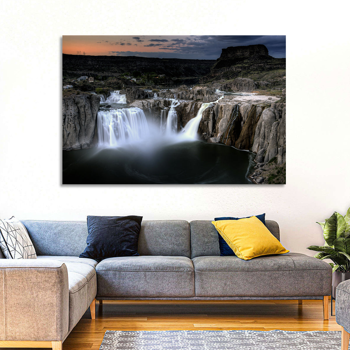Shoshone Falls at Dusk Wall Art in a room, landscape