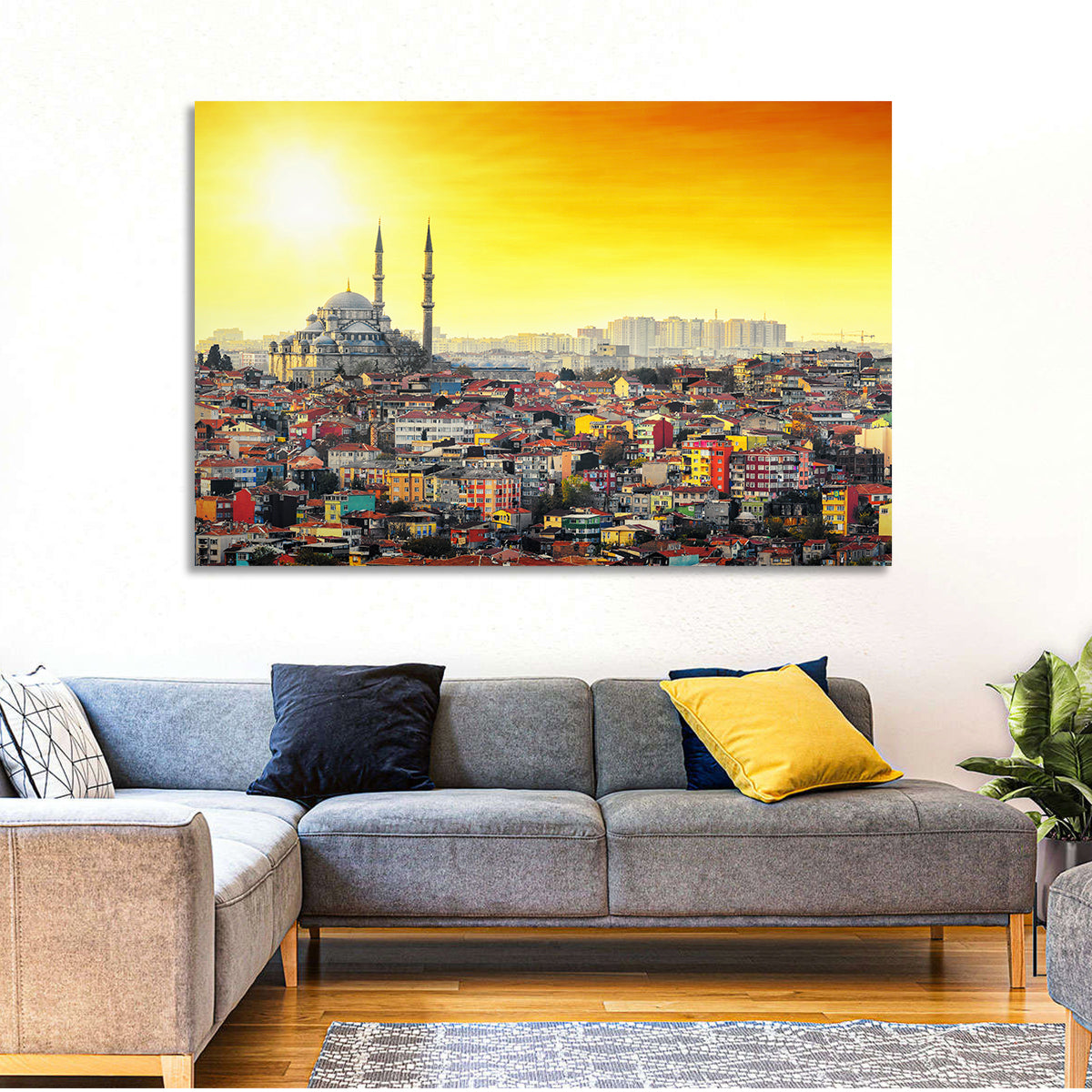 Fatih Mosque at Sunset Wall Art in a room, landscape