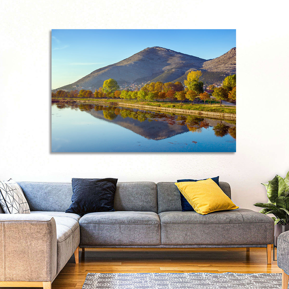 Trebišnjica River Reflection, Trebinje Wall Art in a room, landscape