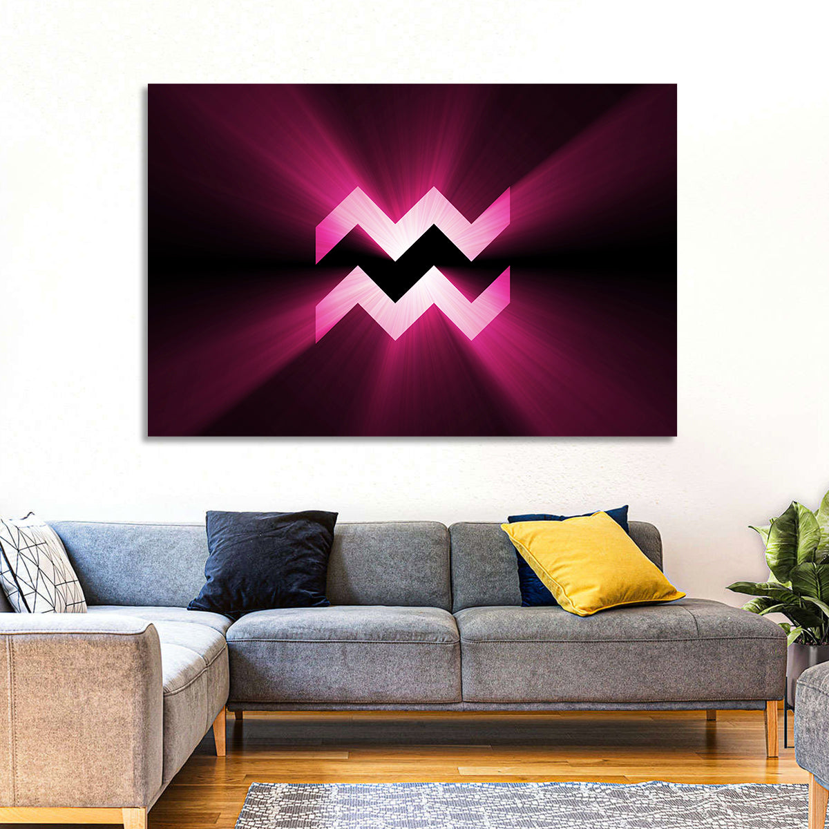 Magenta Aquarius Symbol Wall Art